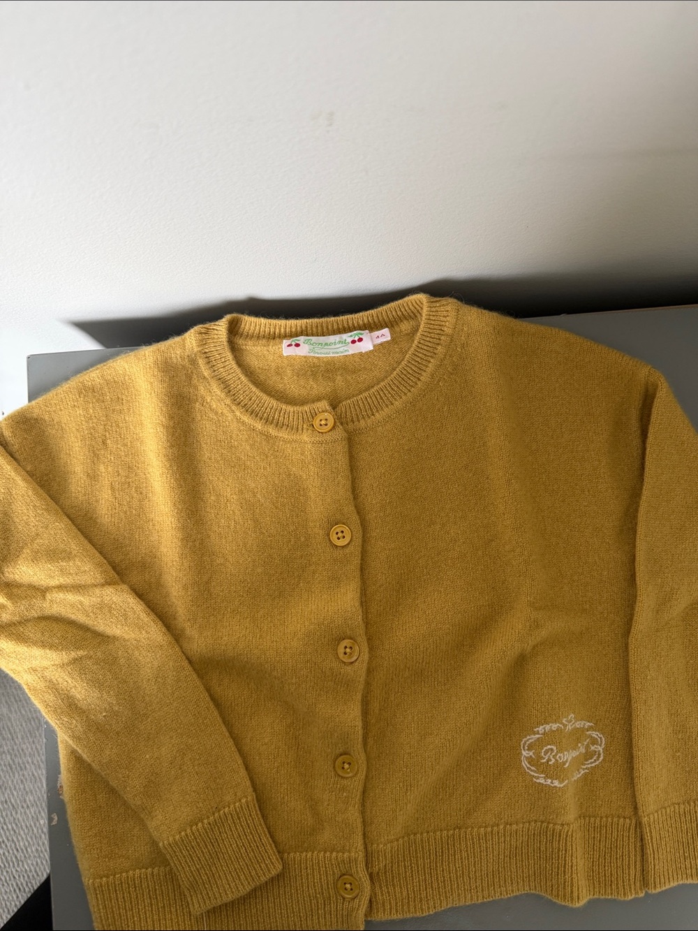 Bonpoint Mustard Yellow Knit Cardigan